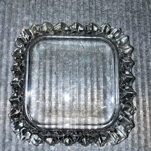 Vintage Depression Square Sawtooth Edges Trinket Ashtray Dish Glass - Picture 4 of 5